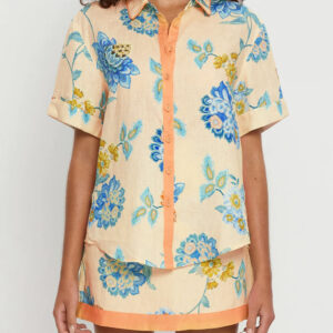 Short-Sleeve Shirt & Printed Skirt Set