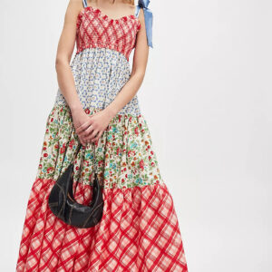 Printed Fitted Strappy Maxi Dress