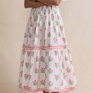 Floral Ruffle Trim Midi Dress