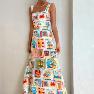 Graffiti Print Lace-Trim Strapless Dress
