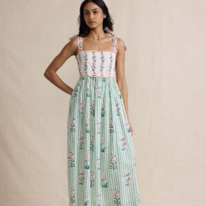 Bohemian Floral Tie-Waist Midi Dress