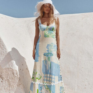 Floral Backless Linen Tie Dress