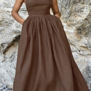 Cotton Linen Flowy Slip Dress
