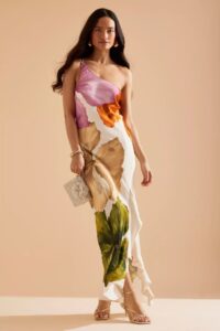 One-Shoulder Printed Maxi Dress