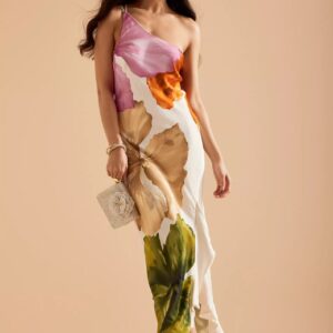One-Shoulder Printed Maxi Dress