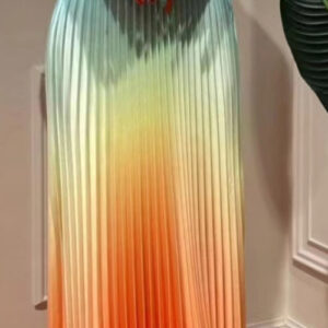 Gradient Pleated Halter Maxi Dress