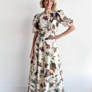 Bird Print Sleeveless Bodycon Midi Dress