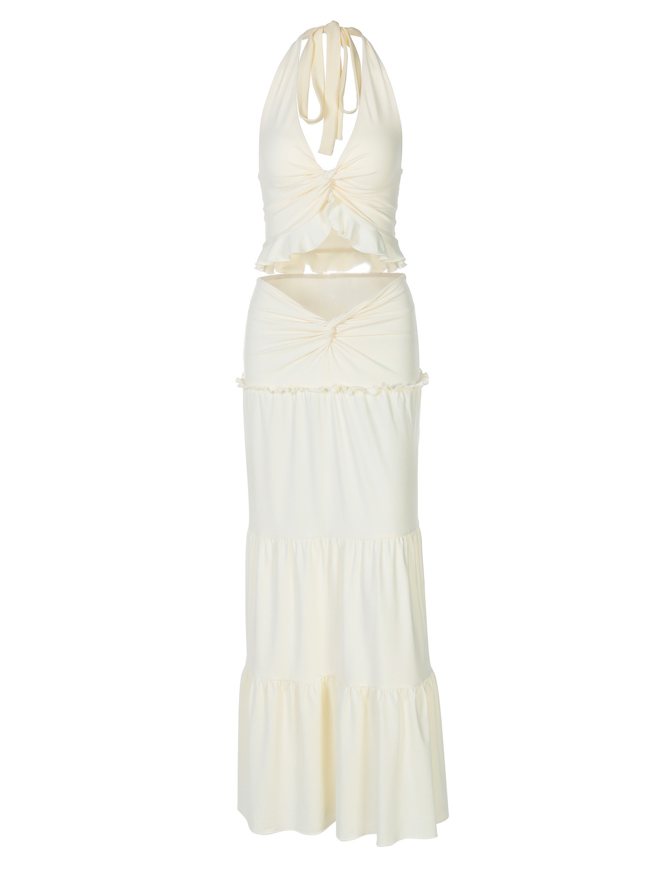 V-Neck Ruffle Halter Dress Set - Image 8
