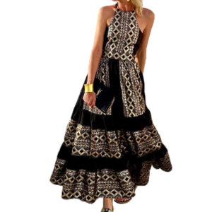 Boho Print Off Shoulder Maxi Dress